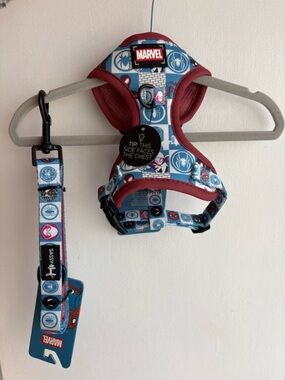 Sassy Woof X Marvel Spider-Man DOG Harness & Leash Set - Blue/Red XXS harness